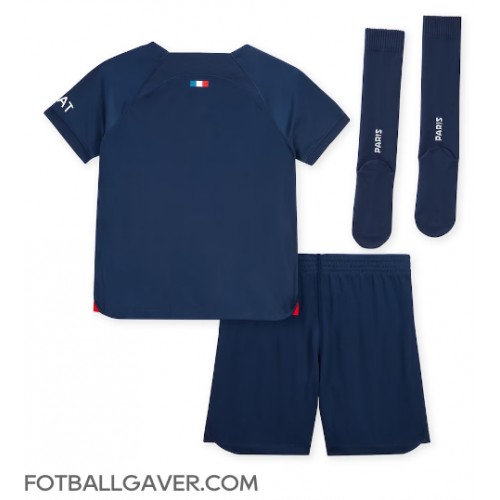 Paris Saint-Germain Fotballklær Hjemmedraktsett Barn 2023-24 Kortermet (+ korte bukser)